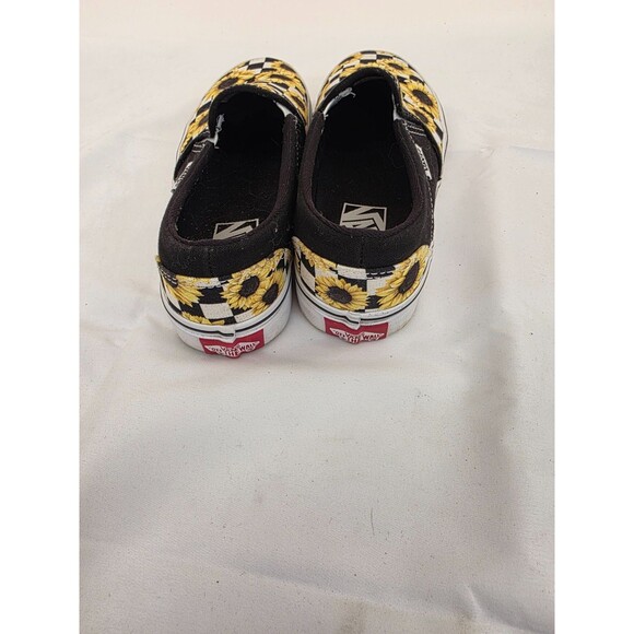 Vans Sneakers Womens Asher Sunflower Shoes Yellow Canvas Checkered Slip On 5.5 - Picture 3 of 8